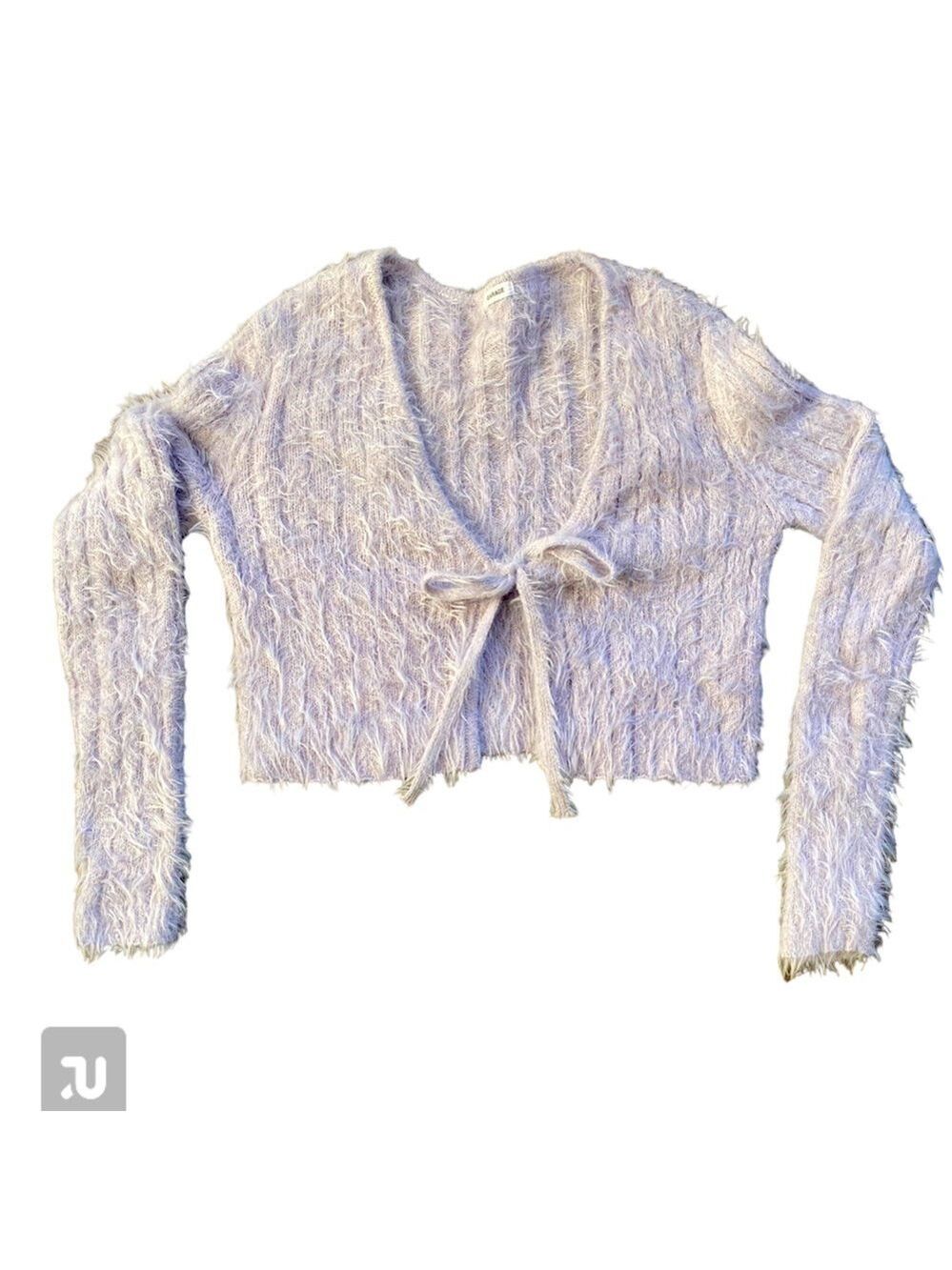 GARAGE Lavender Fluffy Cropped Cardigan XS